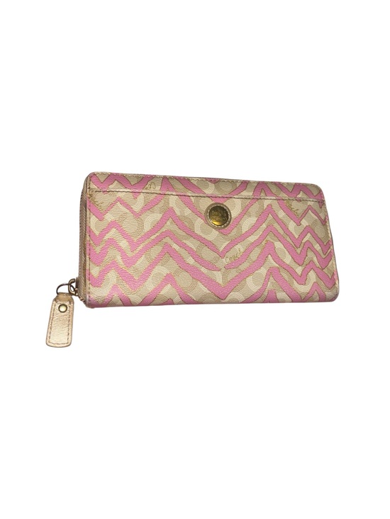 Coach Handbags - COACH Gold & Pink  Zip Wallet (REHAB)